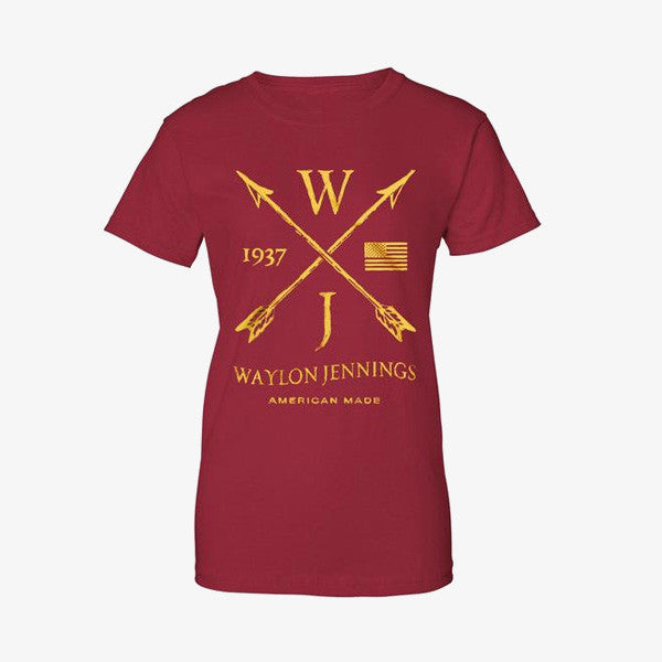 Waylon Jennings Arrows Womens Crewneck Tee Shirt - Women's Tee Shirt - Waylon Jennings Merch Co.