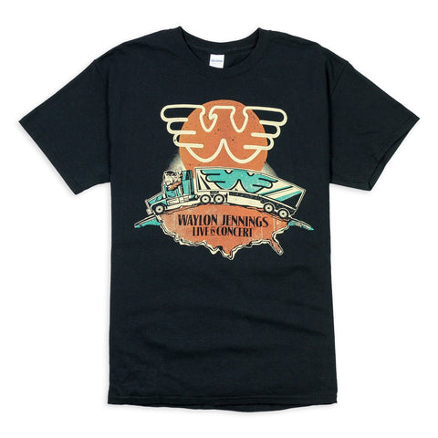 Waylon Jennings Live In Concert Mens Tee Shirt - Men's Tee Shirt - Waylon Jennings Merch Co.