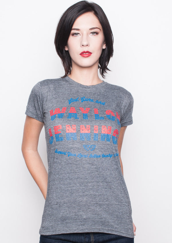 God, Guns, and Waylon Jennings Womens Tee Shirt - Women's Tee Shirt - Waylon Jennings Merch Co.