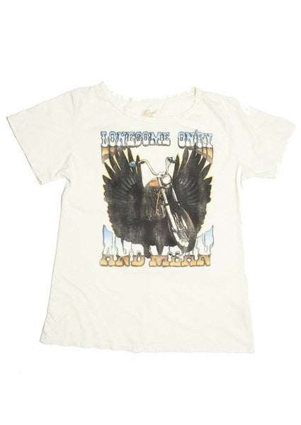 Lonesome, On'ry and Mean - Boyfriend Tee - Dirty White - Women's Tee Shirt - Waylon Jennings Merch Co.
