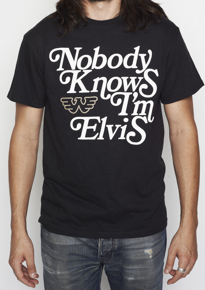 Nobody Knows I'm Elvis Waylon Jennings Black Mens Tee Shirt - Men's Tee Shirt - Waylon Jennings Merch Co.
