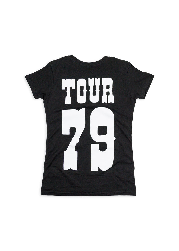 Waylon Jennings Tour '79 Women's Shirt (Black) - Women's Tee Shirt - Waylon Jennings Merch Co.