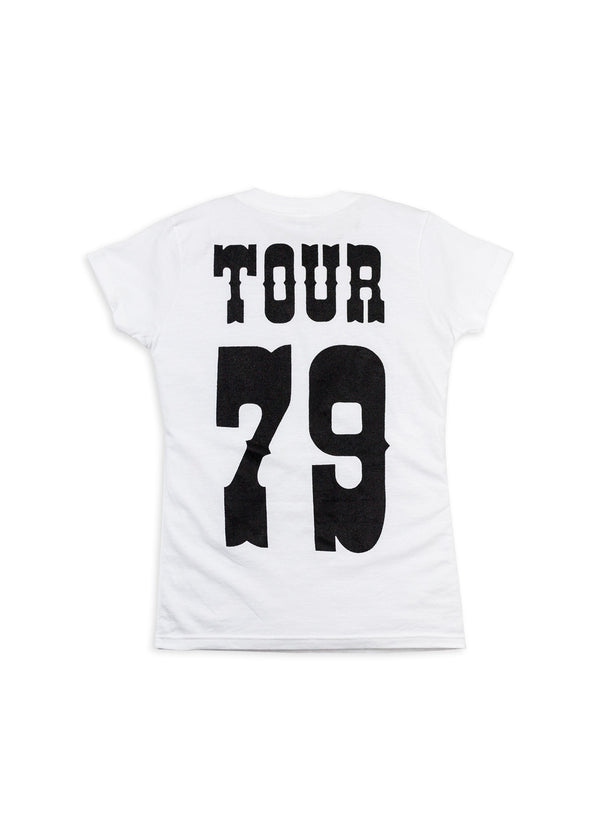 Waylon Jennings Tour '79 Women's Shirt (White) - Women's Tee Shirt - Waylon Jennings Merch Co.