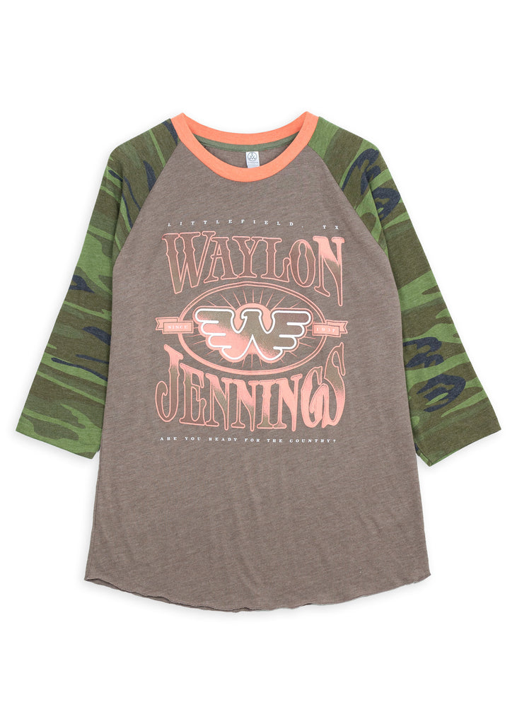 Waylon Jennings Ready for the Country Raglan Tee Shirt - Men's Tee Shirt - Waylon Jennings Merch Co.