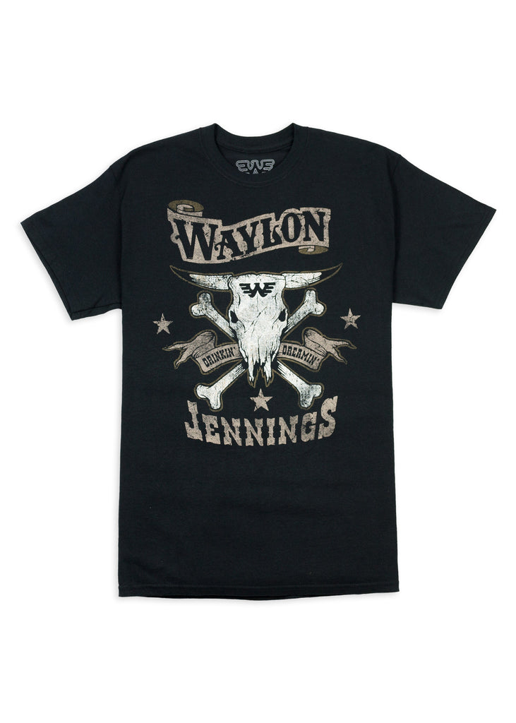 Drinkin' and Dreamin' Waylon Jennings Mens Crewneck Tee Shirt - Men's Tee Shirt - Waylon Jennings Merch Co.