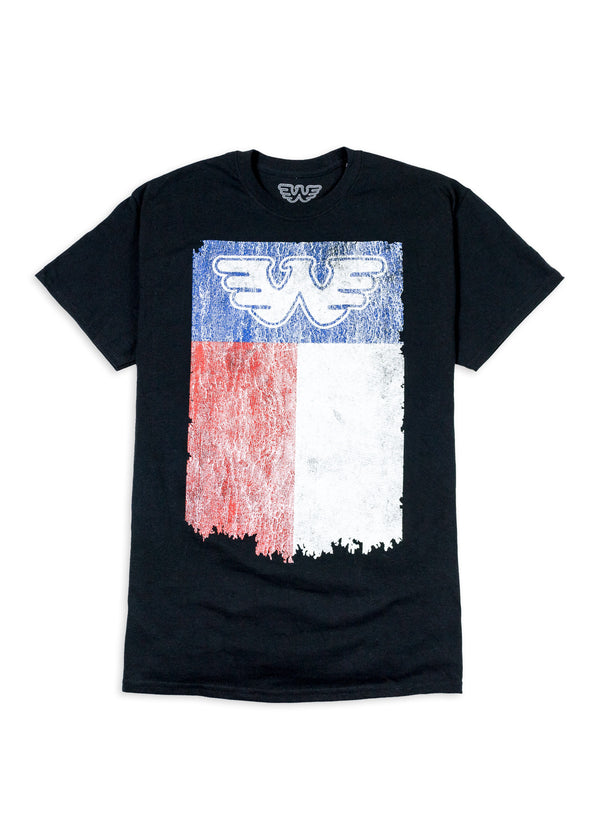 Flying W Texas Flag Waylon Jennings Mens Tee Shirt - Black - Men's Tee Shirt - Waylon Jennings Merch Co.