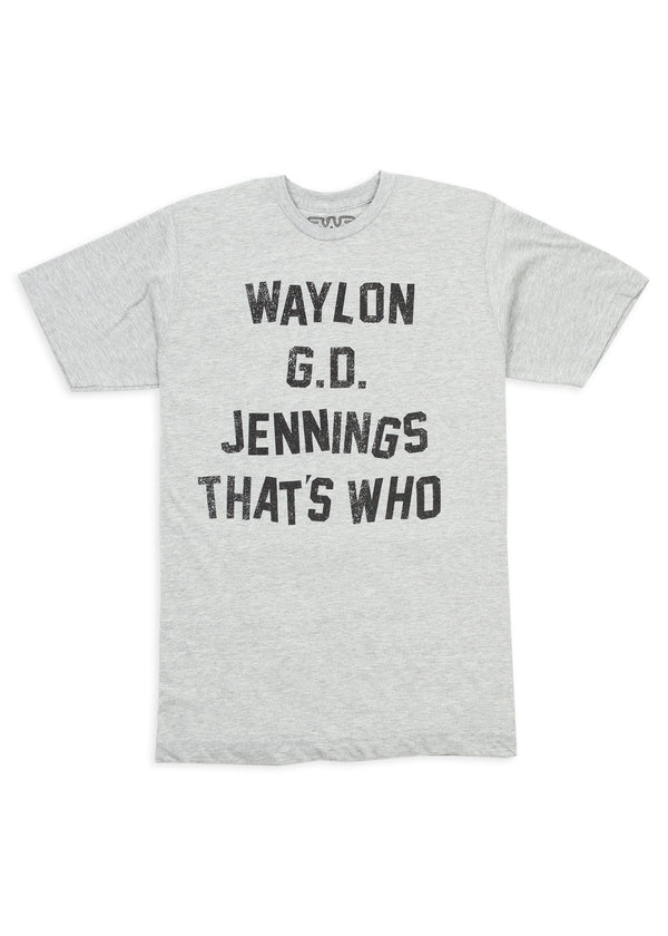 Waylon G.D. Jennings Heather Grey Mens Tee Shirt - Men's Tee Shirt - Waylon Jennings Merch Co.