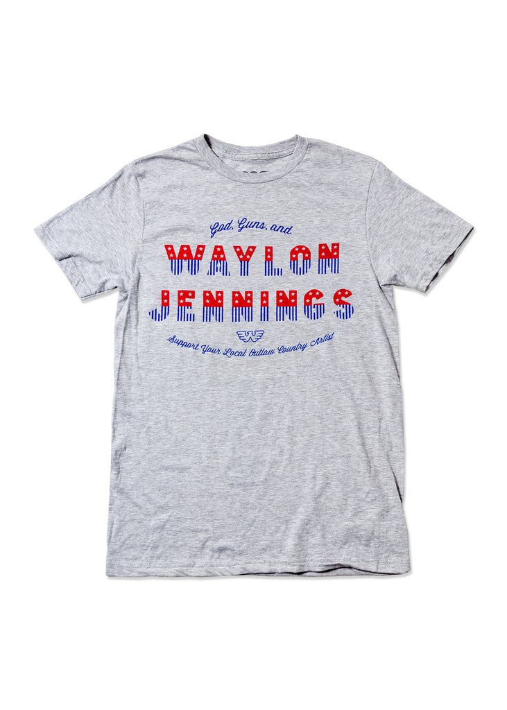God, Guns, and Waylon Jennings Mens Tee Shirt - Men's Tee Shirt - Waylon Jennings Merch Co.
