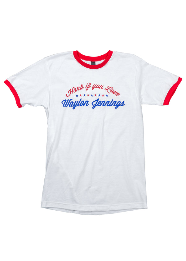 Honk If You Like Waylon Jennings Men's Ringer Crew - Men's Tee Shirt - Waylon Jennings Merch Co.