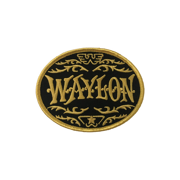 Waylon Jennings Flying Oval Logo Patch (Gold) - Accessories - Waylon Jennings Merch Co.