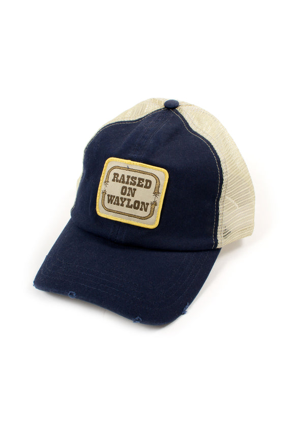 Raised on Waylon Patched Trucker Hat - Accessories - Waylon Jennings Merch Co.