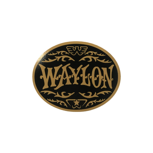 Waylon Jennings Oval Sticker (Gold) - Stickers - Waylon Jennings Merch Co.
