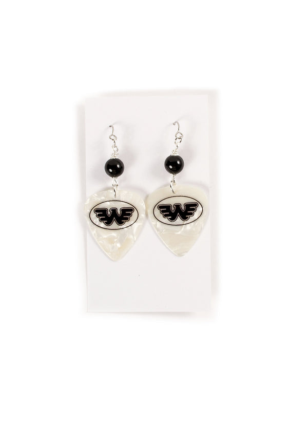 White Flying W Pick Earrings - Accessories - Waylon Jennings Merch Co.