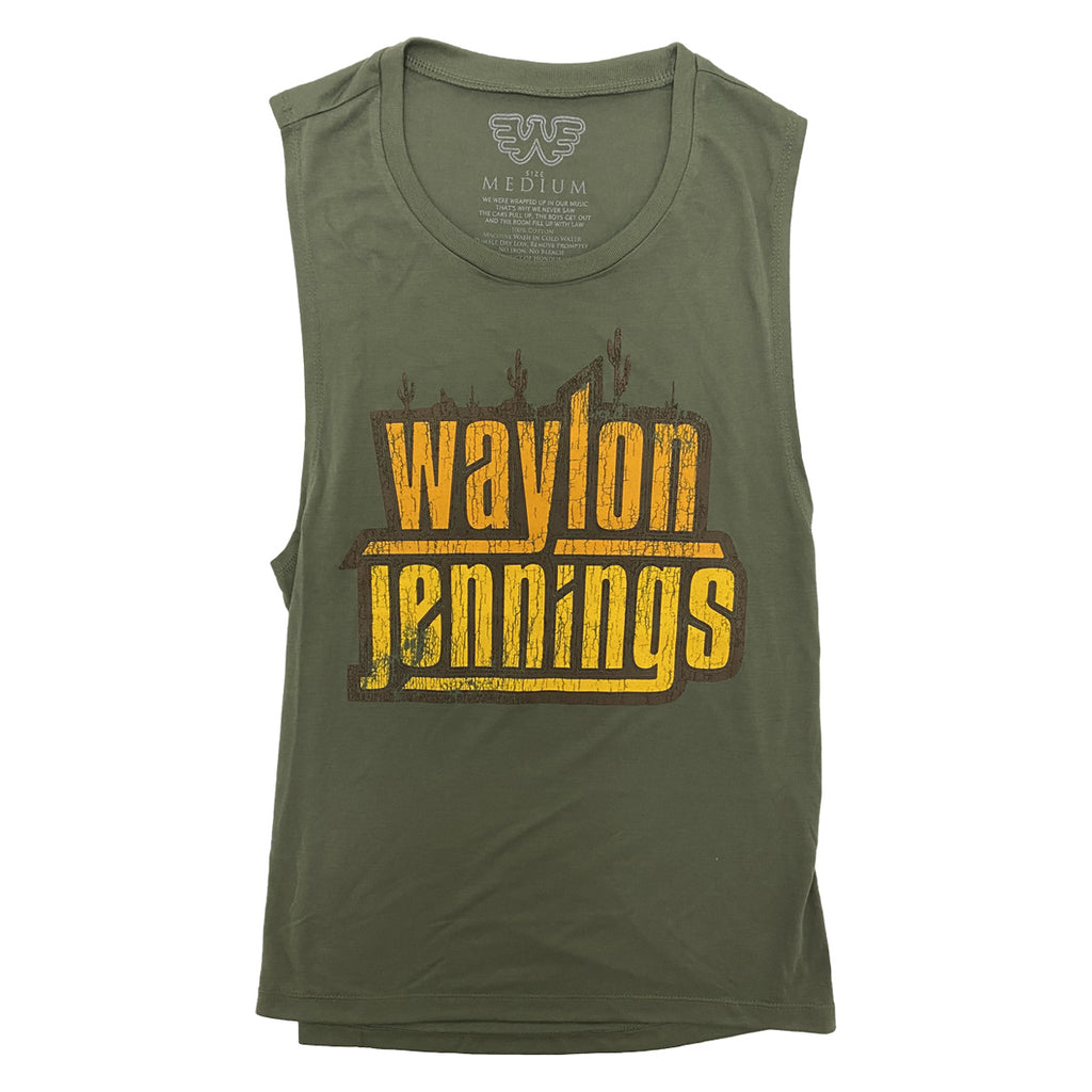 Waylon Jennings Cactus Womens Muscle Tank - Women's Tee Shirt - Waylon Jennings Merch Co.