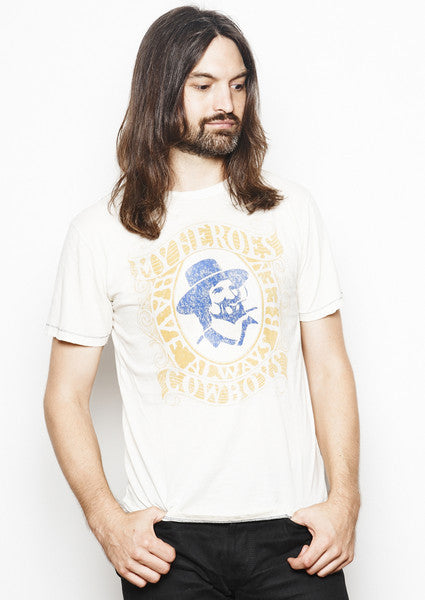 My Heroes Have Always Been Cowboys Waylon Jennings Men's Vintage Style Crew - Dirty White - Men's Tee Shirt - Waylon Jennings Merch Co.