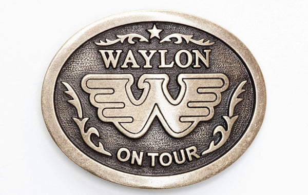 Waylon Jennings On Tour Antique Brass Belt Buckle - Accessories - Waylon Jennings Merch Co.