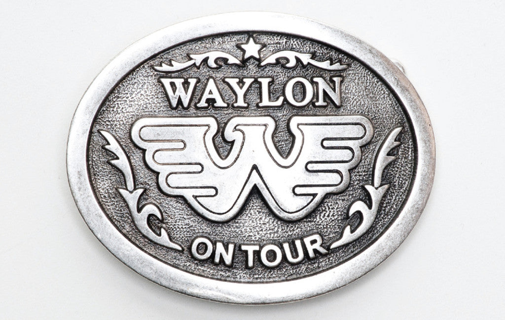 Waylon Jennings On Tour Antique Silver Belt Buckle - Accessories - Waylon Jennings Merch Co.