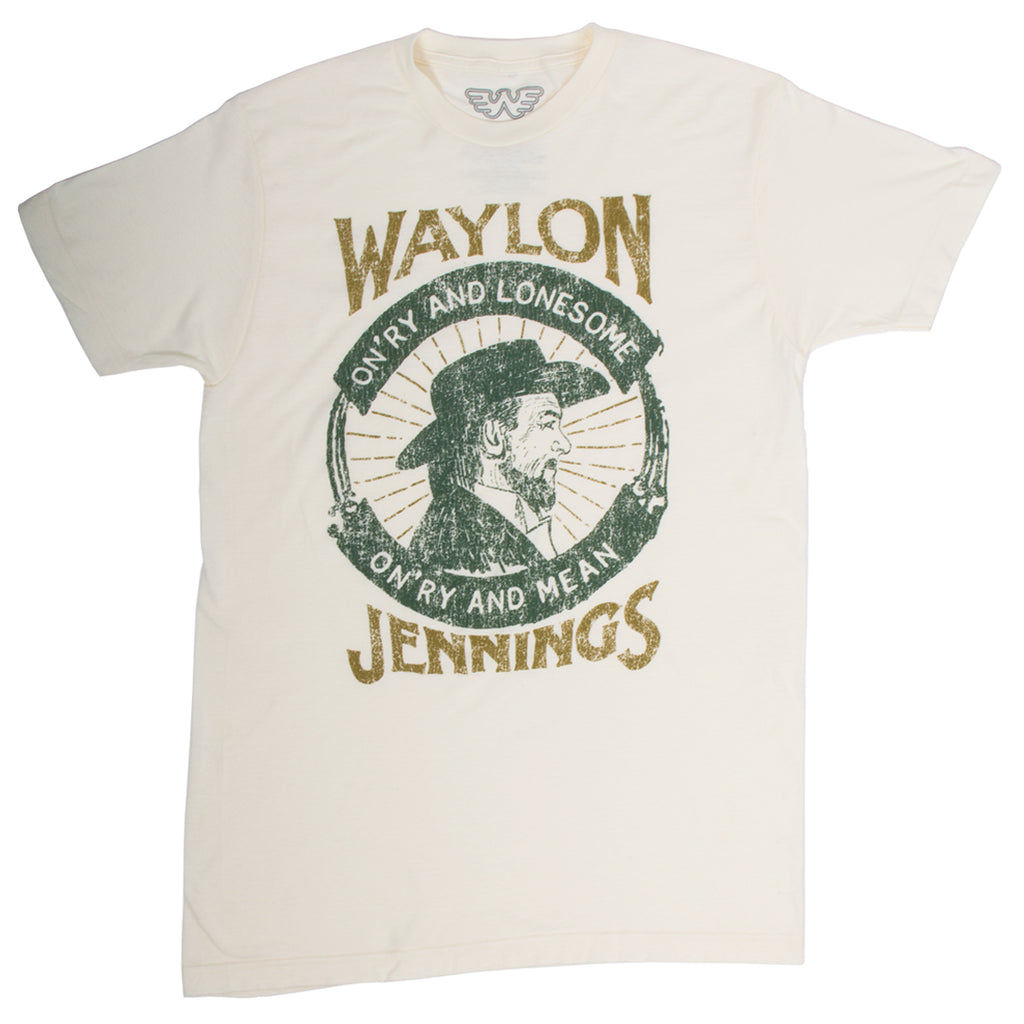 Waylon Jennings On'ry And Lonesome Distressed Print Tee Shirt -  - Waylon Jennings Merch Co.