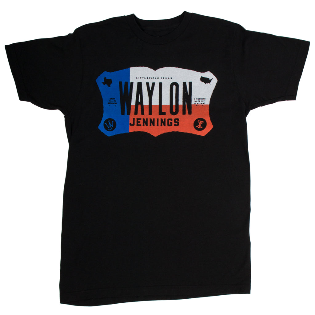 Waylon Jennings Texas Plate Tee Shirt -  - Waylon Jennings Merch Co.