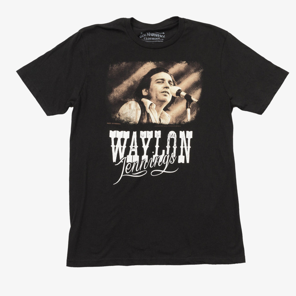Jim Marshall Waylon Jennings Picture Script Photo Tee - Men's Tee Shirt - Waylon Jennings Merch Co.