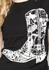 Cowboy Boot Waylon Jennings Womens Tee Shirt - Black - Women's Tee Shirt - Waylon Jennings Merch Co.