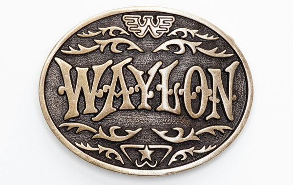 Waylon Jennings Flying W Western Antique Brass Belt Buckle - Accessories - Waylon Jennings Merch Co.